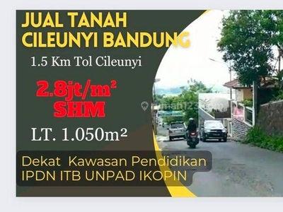 Tanah dijual di Cileunyi Bandung Pinggir Jl 1.5Km Tol Cileunyi