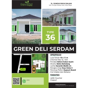 Dijual Rumah Baru Modern Minimalis 2KT 1KM di Green Deli Serdam - Kubu Raya Kalimantan Barat