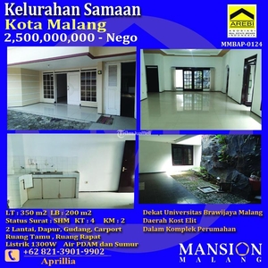 Dijual Rumah LT 350m2 LB 200m2 Dekat Fasum di Kelurahan Samaan - Kota Malang Jawa Timur
