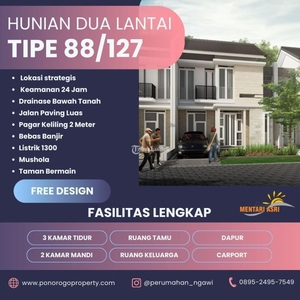 Dijual Rumah Mewah 2 Lantai LT127 LB88 3KT 2KM Legalitas SHGB Harga Terjangkau - Ngawi Jawa Timur
