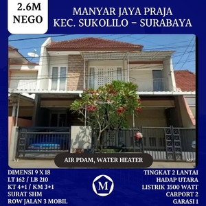Dijual Rumah Mewah LT 162m2 LB 210m2 Manyar Jaya Praja 26M Nego Siap Huni Terawat - Surabaya