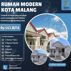 Dijual Rumah Modern Siap Huni Tipe 45/77 Lokasi di Merjosari - Kota Malang