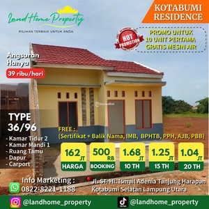 Dijual Rumah Perumahan Kotabumi Residence Type 36/96 - Lampung Utara