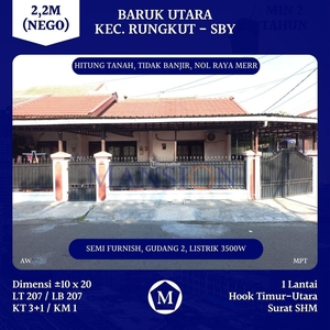 Dijual Rumah Pondok Nirwana Baruk Utara LT 207 / LB 207 Hitung Tanah Selangkah dr MERR dkt Rungkut Nirwana Eksekutif Semolowaru - Surabaya