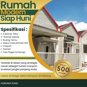 Dijual Rumah Tipe 45/77 2KT 1KM Harga Terjangkau Siap Huni - Malang Kota
