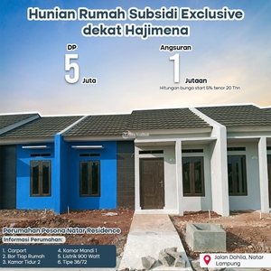 Dijual Rumah Type 36/72 2KT 1KM Perumahan Subsidi Modern Minimalis Di Hajimena - Bandar Lampung