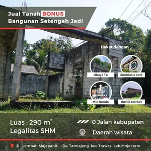 Dijual Tanah Luas 290m2 SHM di Trawas 0 Jalan Bonus Bangunan - Mojokerto