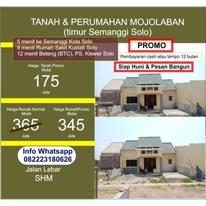 Jual Rumah Baru Luas 60-100 m2 SHM Lengkap di Perumahan Cluster Laban Mojolaban - Sukoharjo