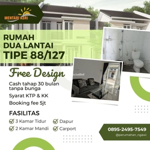 Jual Rumah Tipe 88/127 3KT 2KM Posisi Hook dalam Perumahan, Angsuran Tanpa Bunga - Ngawi Jawa Timur