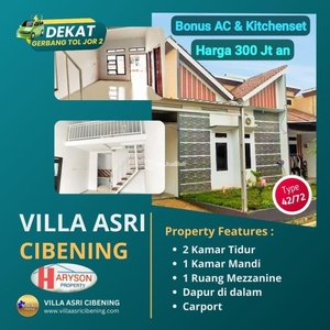 Jual Villa Asri 1,5 Lantai Tipe 42 Ari Cibening All In - Bekasi Jawa Barat