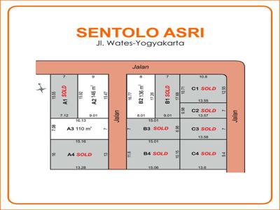 Luas Ideal 110m2 SHM P, Tanah Kavling Kawasan Industri Sentolo Jogja