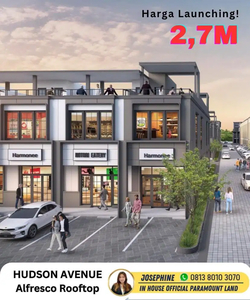 Dijual Ruko Hudson Gading Serpong 3 Lantai ada Rooftop 2,7 Milyar