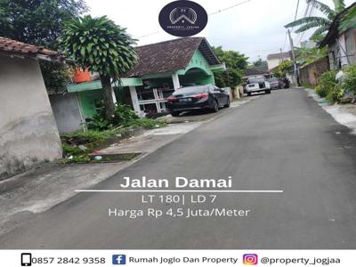 Jual Tanah Lokasi Strategis Di Jalan Damai Luasan 180 Meter