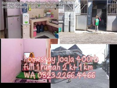 Homestay Jogja Harian Bulanan AC Strategis Furnis 2KT Keluarga Full 1