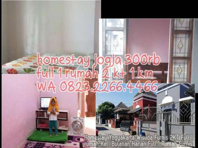 Homestay Yogyakarta Wisuda Furnis 2KT Full 1 rumah Kel Bulanan Harian