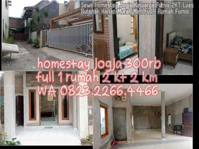 Sewa Homestay Jogja Keluarga Furnis 2KT Luas Bulanan Harian Murah Meri