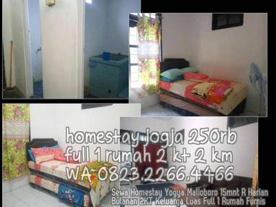 Sewa Homestay Yogya Malioboro 15mnt R Harian Bulanan 2KT Keluarga Luas