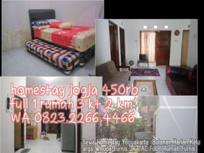 Sewa Homestay Yogyakarta Bulanan Harian Keluarga Wisuda Furnis 3KT AC