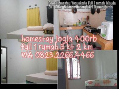 Sewa Homestay Yogyakarta Full 1 rumah Wisuda 3KT Strat Bulanan Harian