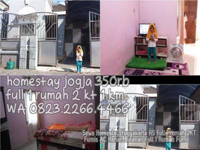 Sewa Homestay Yogyakarta RS Full 1 rumah 2KT Furnis AC Harian Bulanan