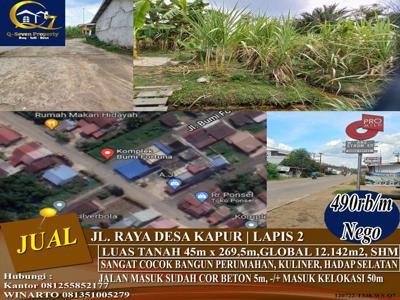 Tanah Strategis Jl. Desa Kapur, Pontianak, Kalimantan Barat