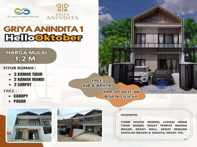 Townhouse Griya Anindita 1,Bisa Kpr Dp 60 Jutaan Bisa Dicicil 4 Kali