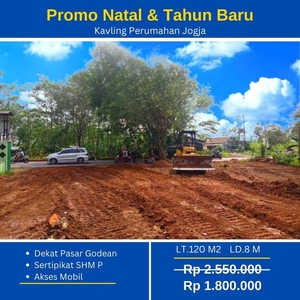 1 JUTAAN, Tanah dijual Barat Pasar Godean, SHM