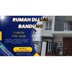 Dijual Rumah 2 Lantai Luas 70m2 Tipe 65 2KT 2KM Bisa KPR Flat Bank Syariah - Bandung Jawa Barat