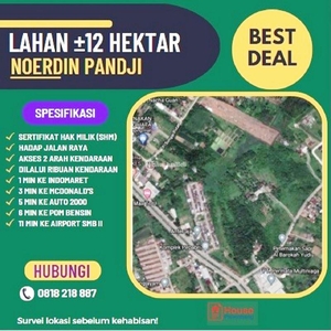 Dijual Tanah 12 Hektar di Soak Simpur Jalan Baru Bandara Sukarami - Palembang Sumatera Selatan