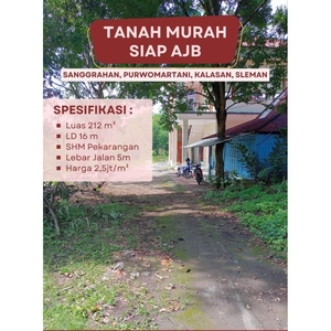 Dijual Tanah LT212 Legalitas SHMP Siap Bangun Harga Terjangkau - Sleman Yogyakarta