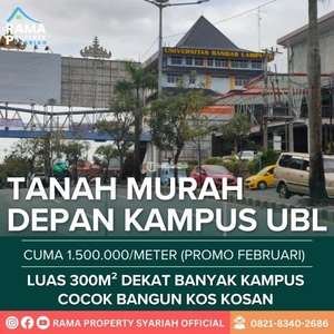 Dijual Tanah Luas 300 m2 Legalitas SHM Lokasi Strategis Siap Bangun - Bandar Lampung