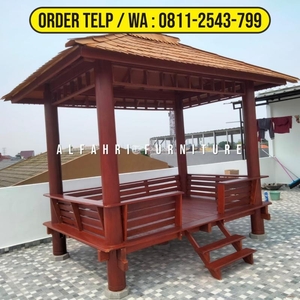 Gazebo Apartements 2x3 Minimalis Kayu Atap Sirap Pagar Depan - Cimahi Jawa Barat