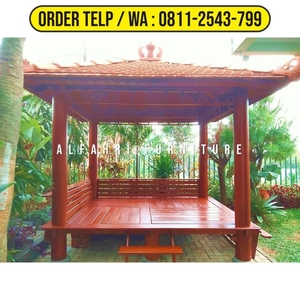 Gazebo Modern 2x3 Atap Genteng Kayu Glugu Minimalis - Cimahi Jawa Barat