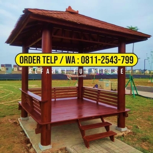 Gazebo Taman Belakang 3x3 Minimalis Kayu Glugu - Cimahi Jawa Barat