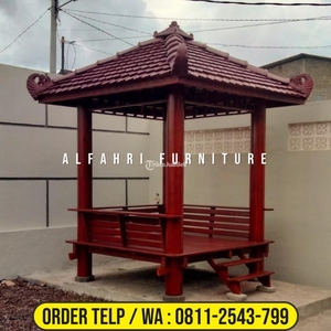 Gazebo Taman Sekolah 2x2 Kayu Minimalis - Garut Jawa Barat