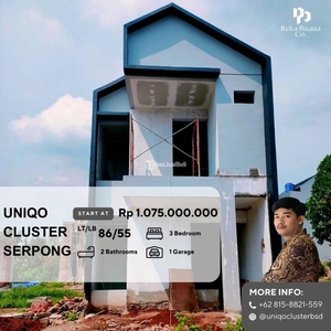 Jual Rumah 2 Lantai Minimalis Baru Tipe 55/86 3KT 2KM SHM di BSD Dekat Tol dan St KA Rawa Buntu - Tangerang Selatan Banten