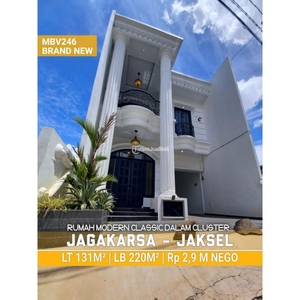 Jual Rumah Modern Classic Mewah Siap Huni Baru Tipe 220/131 Dalam Cluster Jagakarsa - Jakarta Selatan
