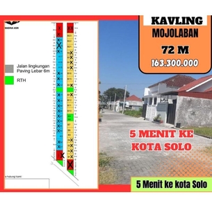 Jual Tanah Luas 73 M2 Dalam Perumahan Timur Pasar Gading Solo - Sukoharjo Jawa Tengah