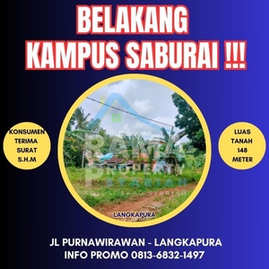Jual Tanah Murah Luas 142 M2 Langkapura Dekat Kampus Saburai Surat Sudah Sertifikat – Bandar Lampung