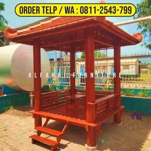 Saung Gazebo 2x2 Kayu Kelapa Minimalis Atap Genteng - Cimahi Jawa Barat