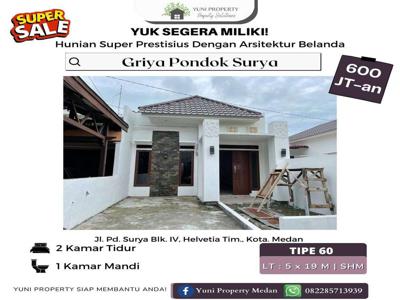 DIJUAL RUMAH GRIYA PONDOK SURYA 1UNIT LAGI YG SUPER MEWAH DIKOTA MEDAN