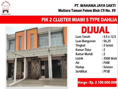 DIJUAL Rumah PIK 2 Cluster Miami 5 Type 4,5×12,5