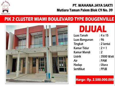 DIJUAL Rumah PIK 2 Cluster Miami Boulevand Type 4×15