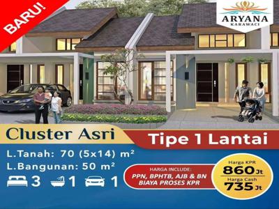 Rumah Minimalis 3 kamar Cluster Asri Aryana, Free biaya²,Akses mudah