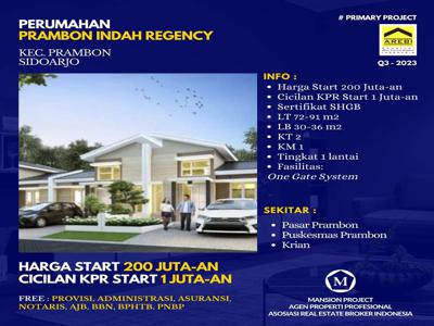 Rumah Prambon Indah Regency Sidoarjo Start 200jt-an Dkt Pasar Prambon