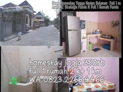 Sewa Homestay Yogya Harian Bulanan Full 1 rumah AC Strategis Furnis K