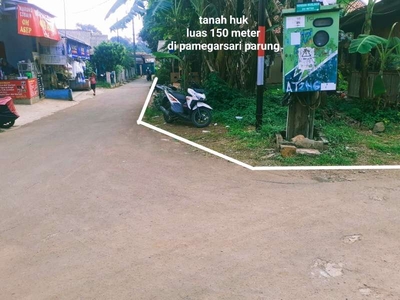 Dijual tanah pinggir jalan huk murah di pamegarsari Parung