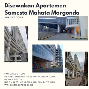 Disewakan Apartemen Dekat UI dan Stasiun KRL Samesta Mahata Margonda