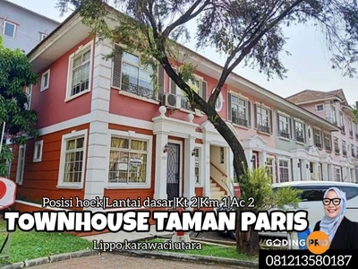 Disewakan Townhouse Taman Pars Lippo Karawaci Utara Posisi Hoek