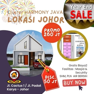 PROMO DISKON 50JT di CLUSTER HARMONI JAVA KHUSUS 1 UNIT PERTAMA